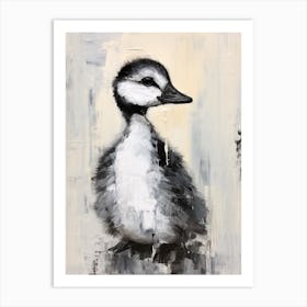 Black & White Simple Duckling Portrait Art Print