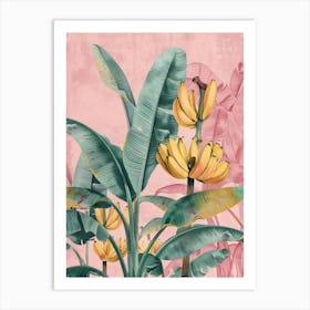 Bananas On A Pink Background 1 Art Print