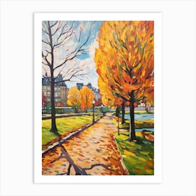 Autumn Gardens Painting Chateau De Chantilly Gardens France 2 Art Print