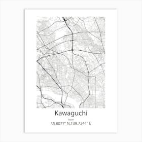 Kawaguchi,Japan Minimalist Map Poster