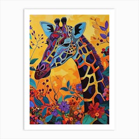 Giraffe Eating Berries 3 Art Print
