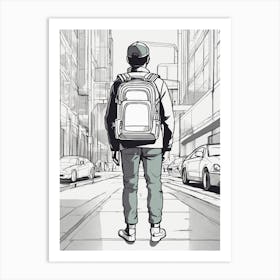 Man Walking Down The Street Art Print