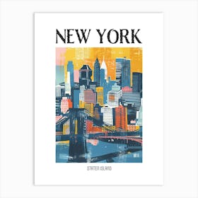 Staten Island New York Colourful Silkscreen Illustration 1 Poster Art Print