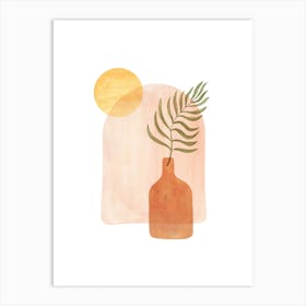 Watercolor vase and plant 1 Art Print