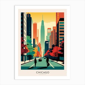 Magnificent Mile 2 Chicago Colourful Travel Poster Art Print