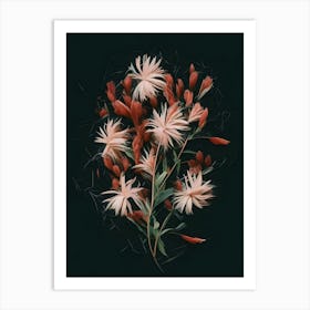 Flowers On A Black Background 12 Art Print