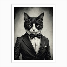 Tuxedo Cat Art Print