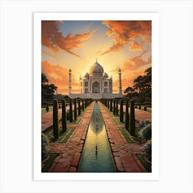 Taj Mahal's Awe-Inspiring Skyline View Art Print