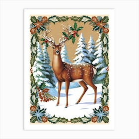 Deer In The Forest Style William Morris 2 Art Print