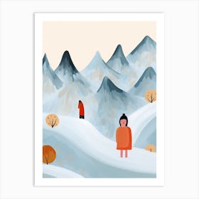 Mountains, Tiny People And Illustration 2 Art Print