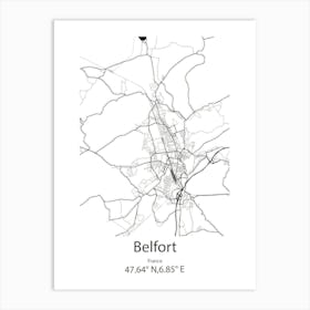 Belfort,France Minimalist Map Art Print