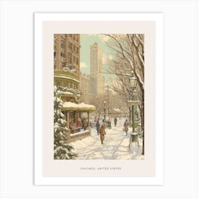 Vintage Winter Poster Chicago Usa 2 Art Print