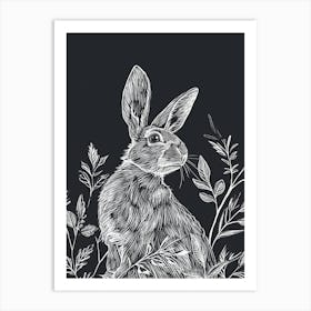 Tans Rabbit Minimalist Illustration 3 Art Print