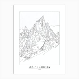 Mount Whitney Usa Line Drawing 6 Poster Art Print