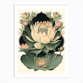 Lotus Floral 2 Botanical Vintage Poster Flower Art Print