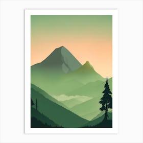 Misty Mountains Vertical Composition In Green Tone 131 Art Print