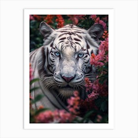 Floral white tiger Art Print