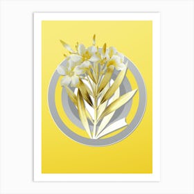 Botanical Oleander in Gray and Yellow Gradient n.288 Art Print