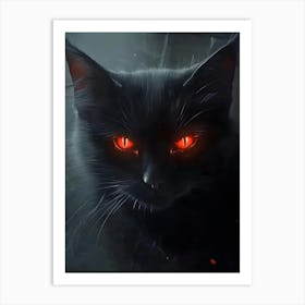 Black Cat With Red Eyes Art Print