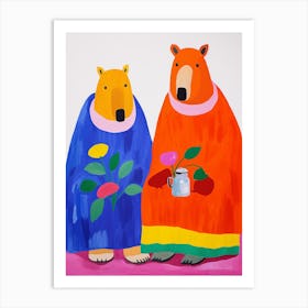 Colourful Kids Animal Art Capybara 1 Art Print