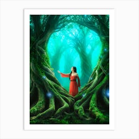 Surreal Scene Captures Enigmatic Tree Woman Roots Intertwine With Her Form Branches Morph Into Del Art Print