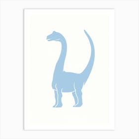 Chalk Blue Dinosaur Silhouette 2 Art Print