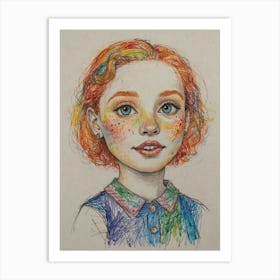 Little Girl With Rainbow Hair Art Print
