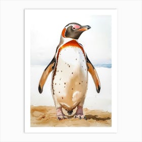 Humboldt Penguin Laurie Island Watercolour Painting 1 Art Print