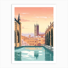 Vintage Winter Travel Illustration Bath United Kingdom 3 Art Print