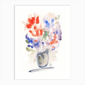 Blurred Bouquet - watercolor flowers floral minimal modern Art Print