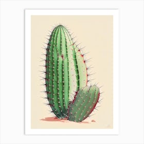 Nopal Cactus Retro Drawing Art Print
