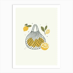 Netted Bag Of Lemons Aesthetic  Art Print