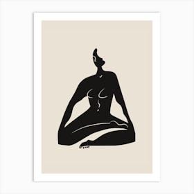 Meditating Nude In Black Art Print