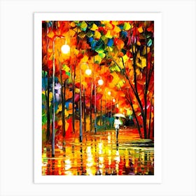 Rainy Night In The Park Art Print