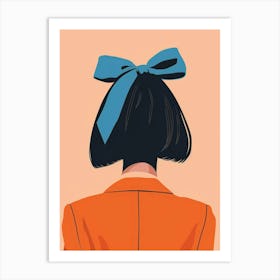 Back Of A Woman With Blue Bow 1 Art Print