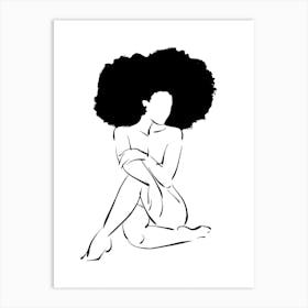 Nude With Curly Hair Art Print