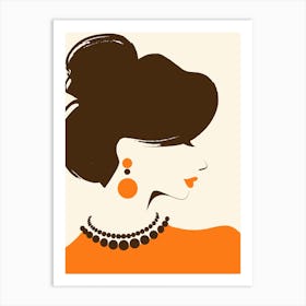 Fashion girl in orange 01 Art Print