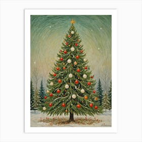 Merry Christmas Tree Art Print