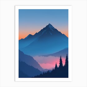 Misty Mountains Vertical Composition In Blue Tone 169 Art Print