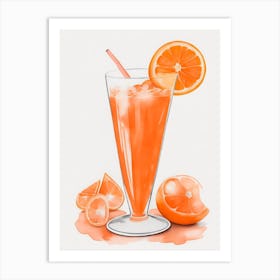 Aperol With Ice And Orange Watercolor Vertical Composition 10 Art Print