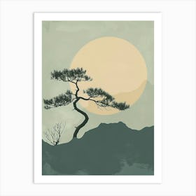 Juniper Tree Minimal Japandi Illustration 1 Art Print