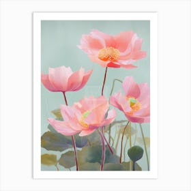 Lotus Flowers Acrylic Painting In Pastel Colours 3 Art Print