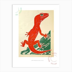 Red Mediterranean House Gecko Bold Block 3 Poster Art Print