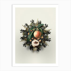 Vintage Peach Fruit Wreath on Ivory White n.2794 Art Print