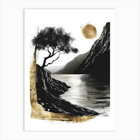 Tree By The Lake Canvas Print Art Print