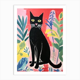 Matisse Inspired Colorful Black Cat Painting Poster 1 Art Print