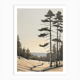 Pine Trees, Neutral Mountains Art Print
