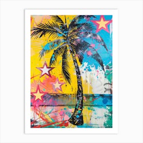 Palm Tree With Stars 2 Art Print