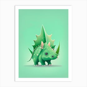 Leptoceratops Cute Mint Dinosaur Art Print