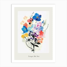 Forget Me Not 1 Collage Flower Bouquet Poster Art Print